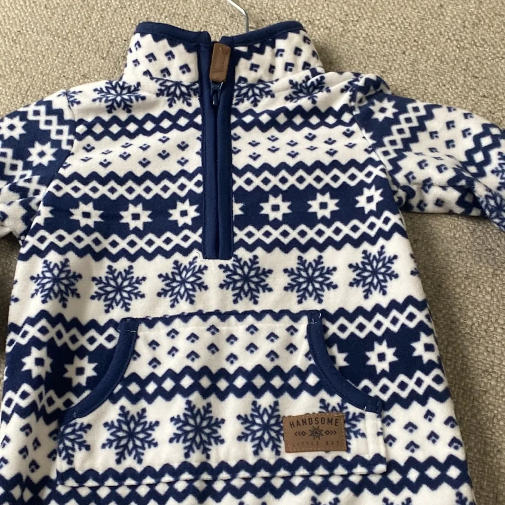 Carters Baby Boy Winter Hooded Zip Up Bodysuit Jumpsuit Bundle Lot 2 Pc.